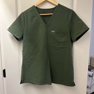 FIGS Olive V-Neck Scrub Top
